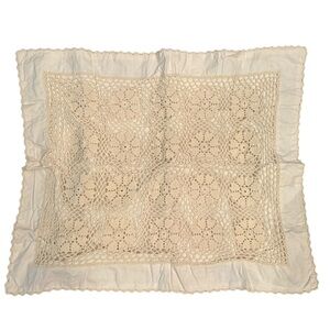 Crochet Pillow Sham Cover 25x30 Cream  Envelope Closure Vintage Cottagecore